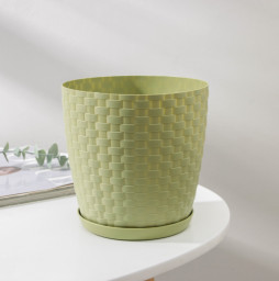 Горшок для цветов с поддоном Ротанг 2 л оливковый