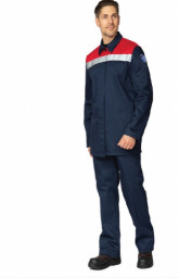 Костюм огнестойкий 1 класса защиты х/б с ОП пропиткой синий/красный