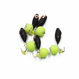 Мормышка вольф ЯМАН Овсинка с коронкой из никеля, d-3 мм, вес 0,6 г, бисер и кембрик, цв. флуор. Кра