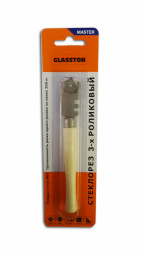 Стеклорез 3-роликовый деревянная рукоятка MATRIX