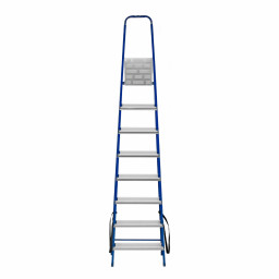 Стремянка, 8 ступеней, стальной профиль, алюминиевые ступени Сибртех
