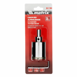 Сверло алмазное по керамограниту, 35 х 67 мм, трехгранный хвостовик Matrix